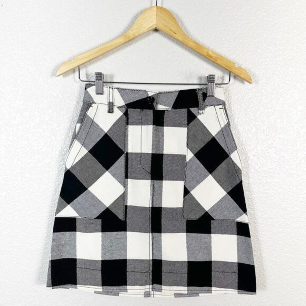 Tomas Maier Women’s Black and White Check Plaid A Line Mini Skirt Size 0